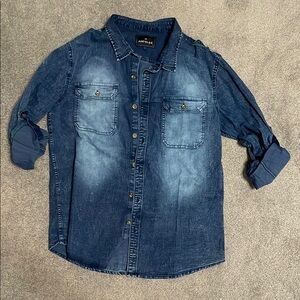 Airwalk Light Denim Casual Button Down Shirt
